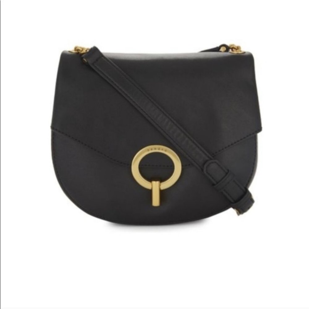 Sandro Bag Black Leather Gold Pepita Crossbody